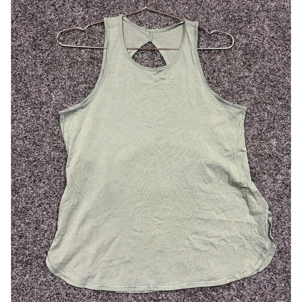 Lululemon Tank Top Womens 10 Green All It Takes Racerback Open Back Yoga Gym